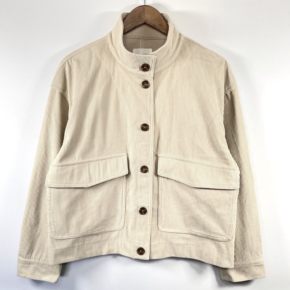 Avec Les Filles Corduroy Utility Boxy Jacket Shacket L Neutral Layers Clean Girl